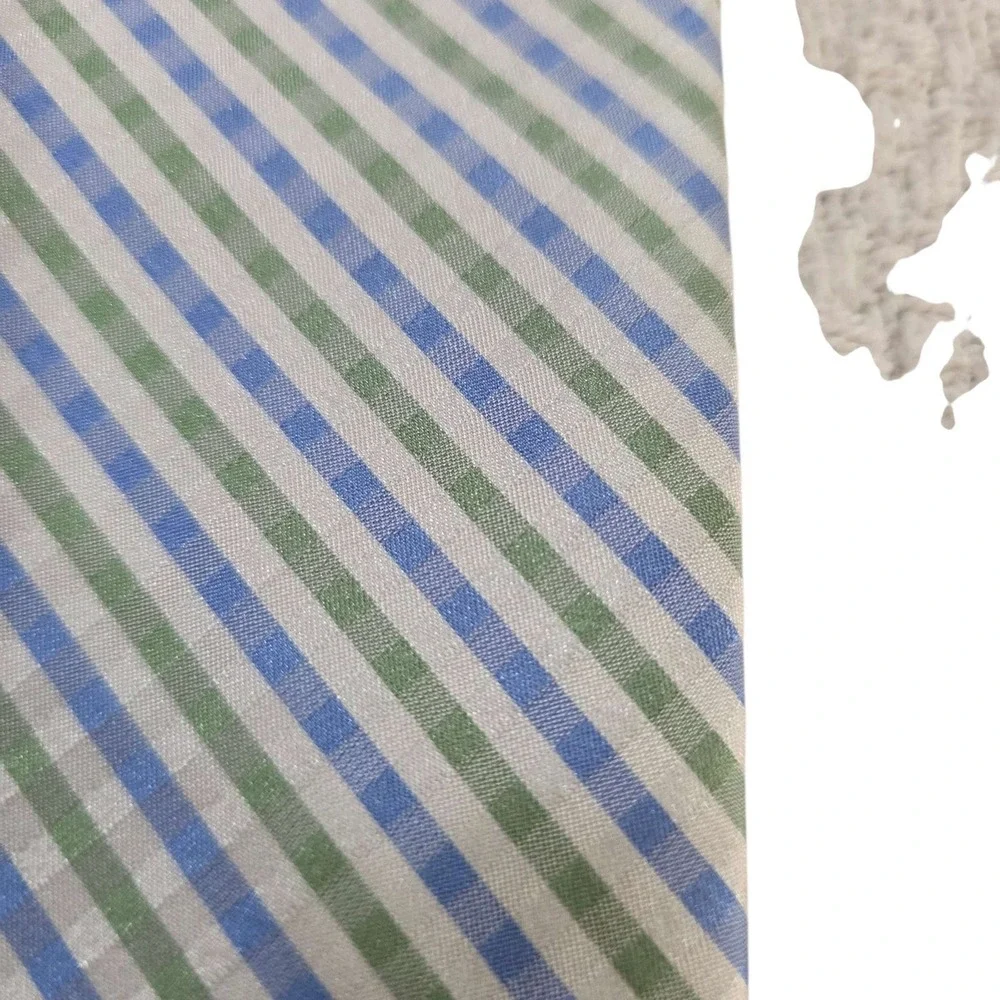 SAKS FIFTH AVENUE Striped‎ Silk Neck Tie Blue Green Diagonal Classic Business